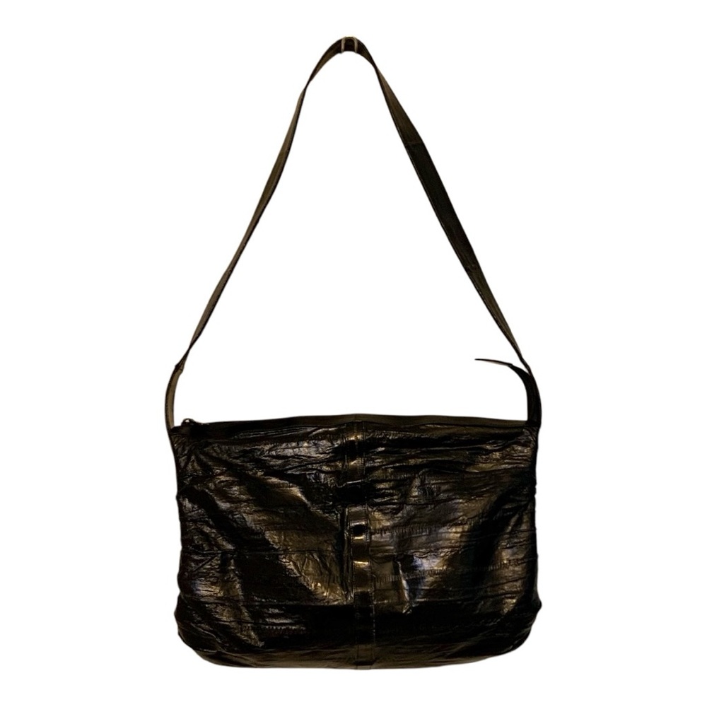 Black Genuine Eel Skin Shoulder Bag W/Accessories